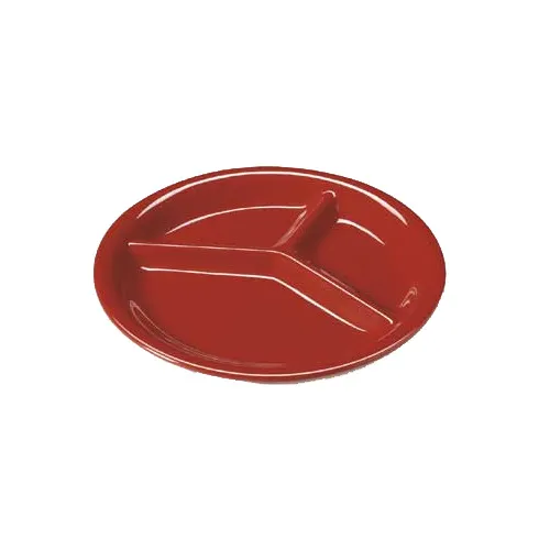 GET CP-10-RSP - Red 10-1/4" 3‑Comp Melamine Plate, Break‑Res, Dish‑Safe, BPA‑Free, NSF - Dozen