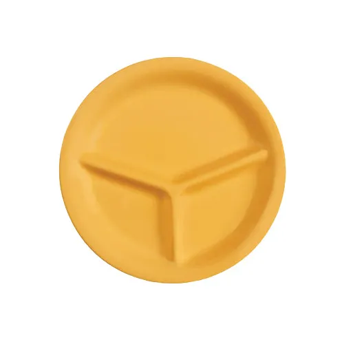 GET CP-10-TY Plate, 10-1/4" Round, 3‑Compartment Melamine, Yellow, BPA‑Free, Dishwasher Safe - 1 Dozen