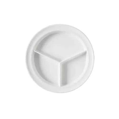 GET CP-530-W Plate, 9" x 3/4" White Melamine, 3‑Comp, Break‑Resistant, NSF, Dishwasher Safe - Dozen