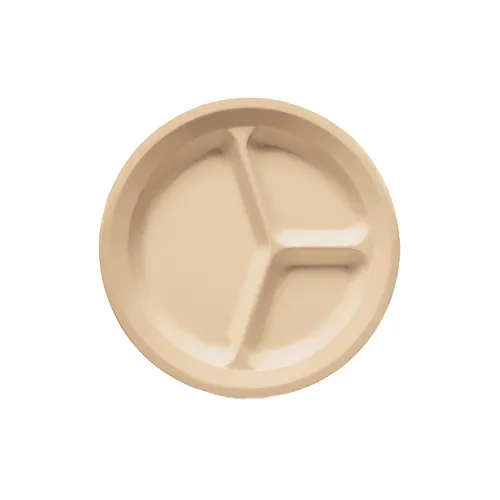 GET CP-532-T Supermel Plate 11" 3-Compartment Tan Melamine Break-Resistant Dishwasher Safe - Dozen