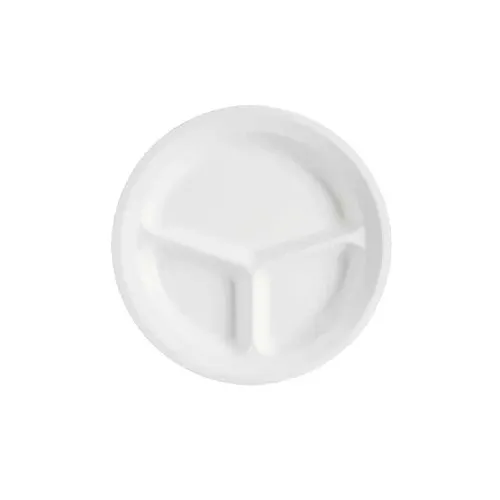GET CP-532-W Plate, 11" 3-Compartment Melamine, White, Break-Resistant Dishwasher Safe - Dozen