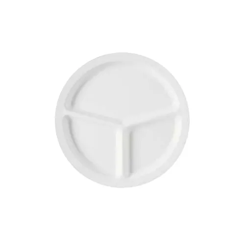 GET CP-533-W Plate, 10" 3‑Compartment White Melamine, Break‑Resistant, Dishwasher Safe - 1 Dozen