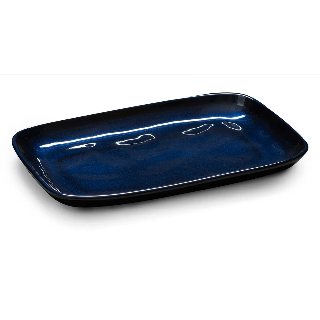 GET CS-117-CSB Cosmo Platter, 12" x 7.5" Rectangular Melamine Blue, Break‑Resistant - Dozen