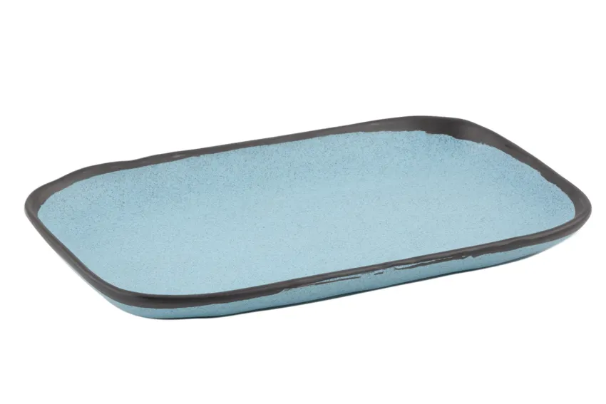 GET CS-1170-GBL - Rectangular Plate, 12" x 7-1/2", Melamine, Speckled Blue, NSF BPA-Free - 1 Dozen
