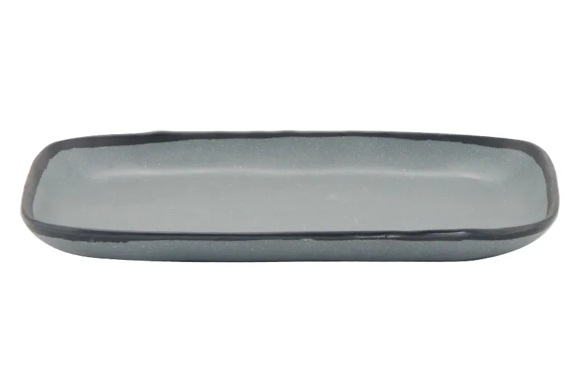 GET CS-1170-GR Rect Dinner Plate, 12" x 7½" Melamine Gray, Break‑Resistant, NSF Certified - 1 Dozen