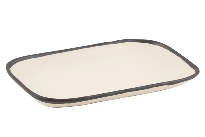 GET CS-1170-MA Pottery Market Dinner Plate, Rectangular 12" x 7.5", Beige Melamine - Dozen