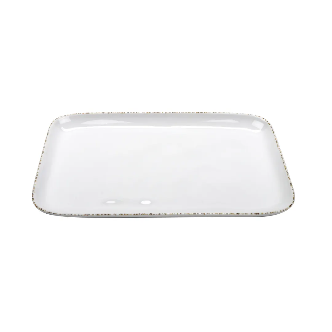 GET CS-119-UM Rectangular Melamine Platter, 12-3/4" x 9-1/2", Beige - 1 Dozen