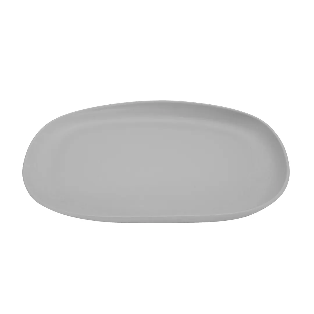 GET CS-1410-LG Riverstone Platter, 14" x 10", Oval Coupe, Melamine, Light Gray - 1 Dozen