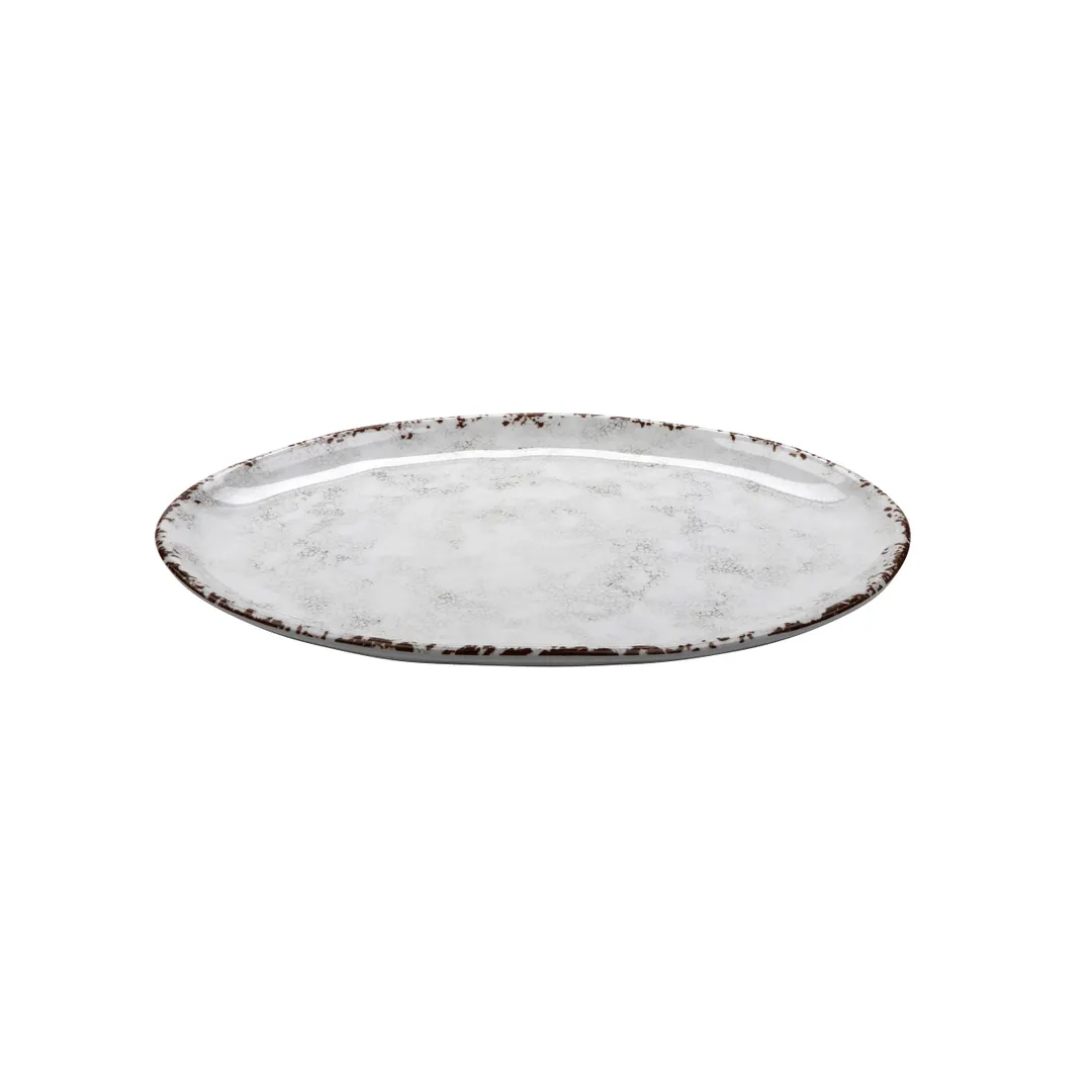GET CS-1511-FM French Mill™ Platter, 15" x 11", Oval, Irregular, Break-Resistant, Melamine, Beige