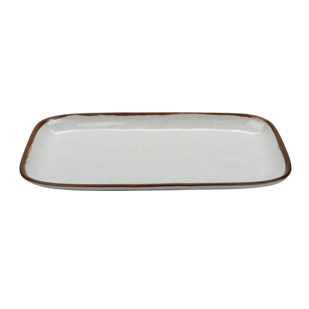 GET CS-1576-RM Display Tray, 15" x 7-1/2", Rectangular, Melamine, Cream with Brown Rim, Dishwasher Safe