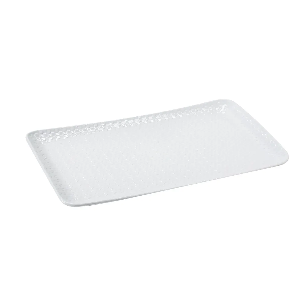 GET CS-1811-CN-W Coralline 18" x 11" White Rectangular Melamine Display Tray, Break‑Resistant, BPA‑Free, NSF