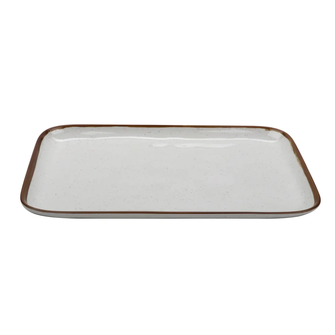 GET CS-1814-RM Rustic Mill Display Tray, 18" x 11", Rectangular Melamine, Cream Base with Brown Rim