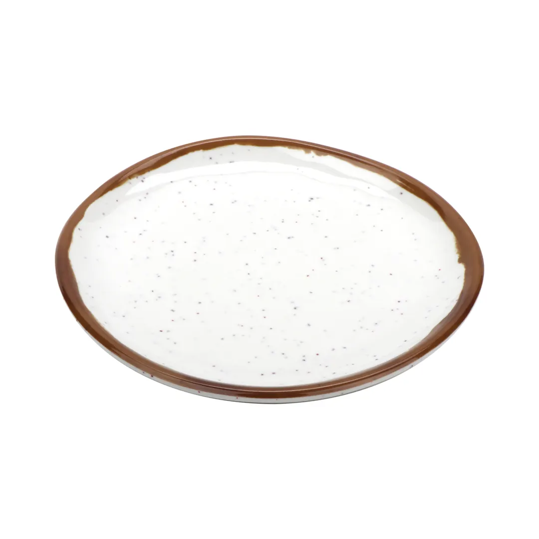 GET CS-5-RM Rustic Mill Plate, 5-1/2" Round, Cream Brown Speckles, Break-Res Melamine, 1 Dozen