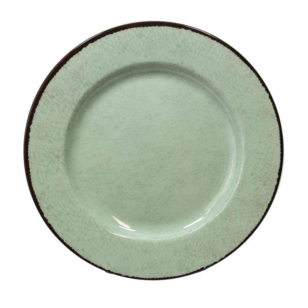 GET D1025M-H Plate, 10-1/2" Dia. X 1"H, Round, Crackled Texture, Melamine, Green