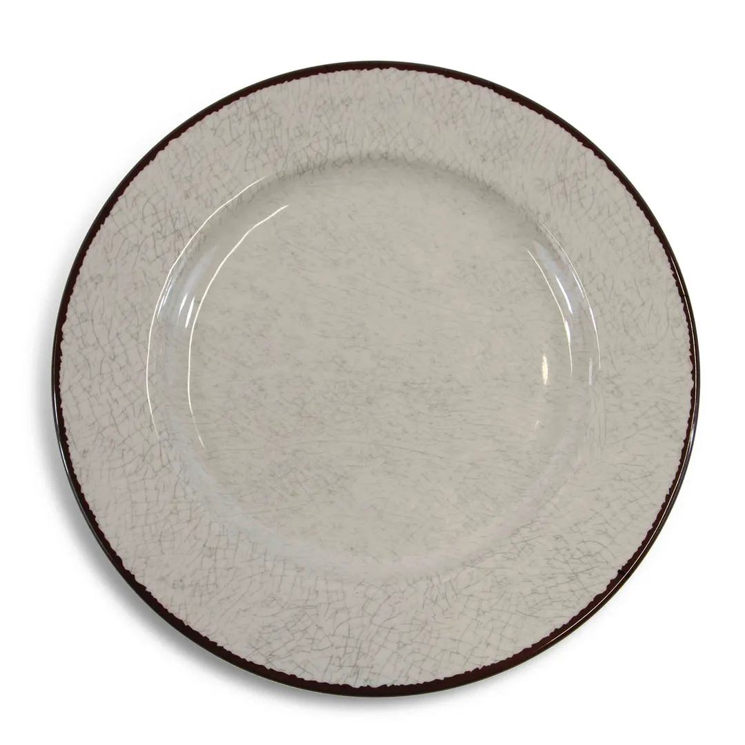 GET D1025M-V Plate, 10-1/2" Round, Beige, Melamine, Crackled, Dishwasher Safe