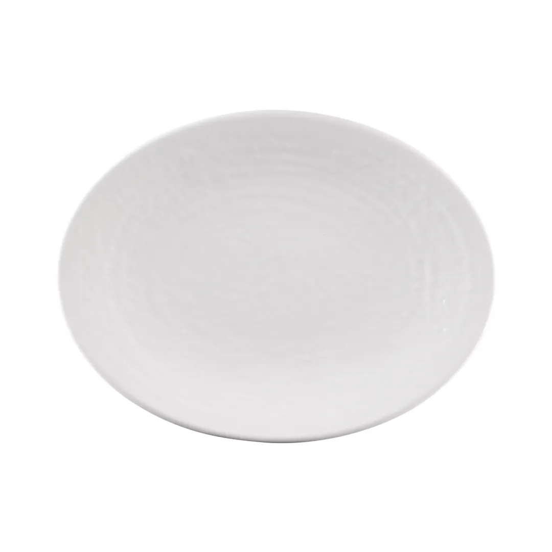 GET D107RR-W Platter – 10-1/4" x 7-3/4" Oval Melamine White Pebble Creek, Dishwasher Safe