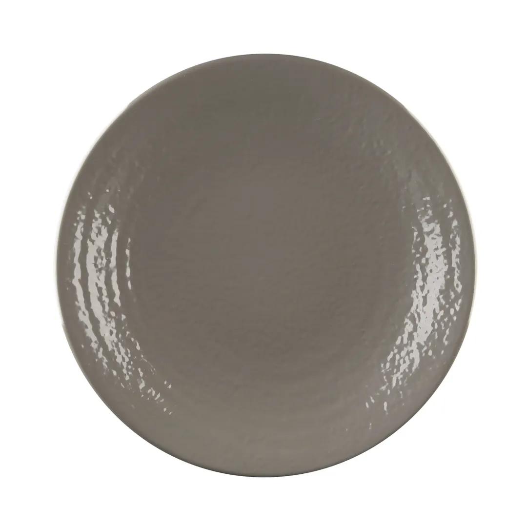 GET D10RR-MR Plate, 10" Dia. x 1-1/2"H, Round Coupe, Melamine Gray, Break/Chip, NSF Certified