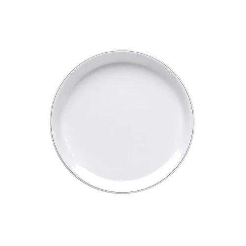 GET D1109L-W Elite Global Solutions Plate, 9" Dia. x 1-1/8"H, Round, Coupe, White with Black Trim