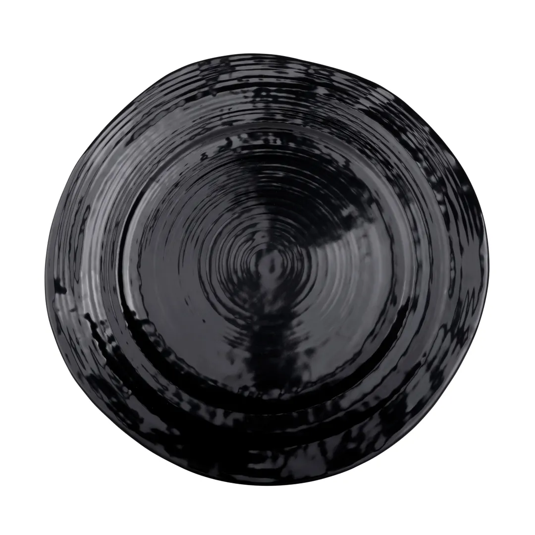 GET D1134-B Elite Global Solutions Plate, 11-3/4" Dia. x 1"H, Irregular Round, Melamine, Black