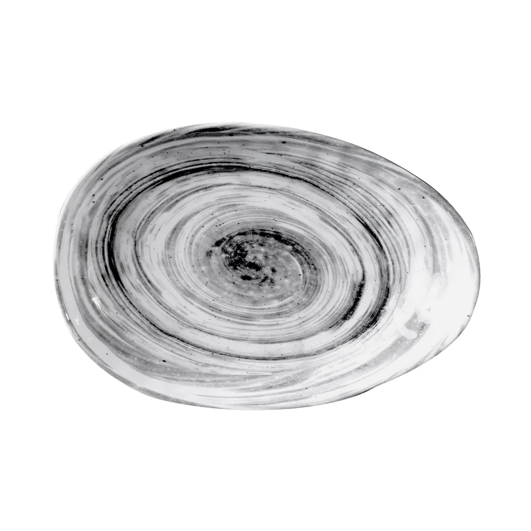 GET D1172OV-BD Plate, 21 Oz., 11-1/4" x 7-1/2" x 2"H, Oval Melamine Black, Break‑Resistant