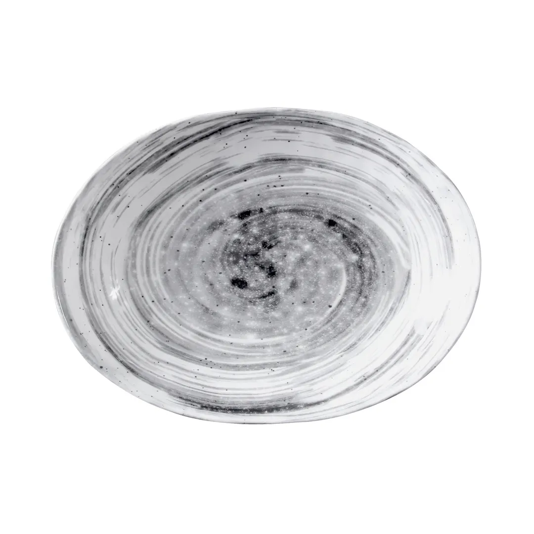 GET D1181OV-BD Elite Global Solutions Plate, 31 Oz., 11" x 8-3/8" x 1-1/2"H, Oval, Melamine, Black