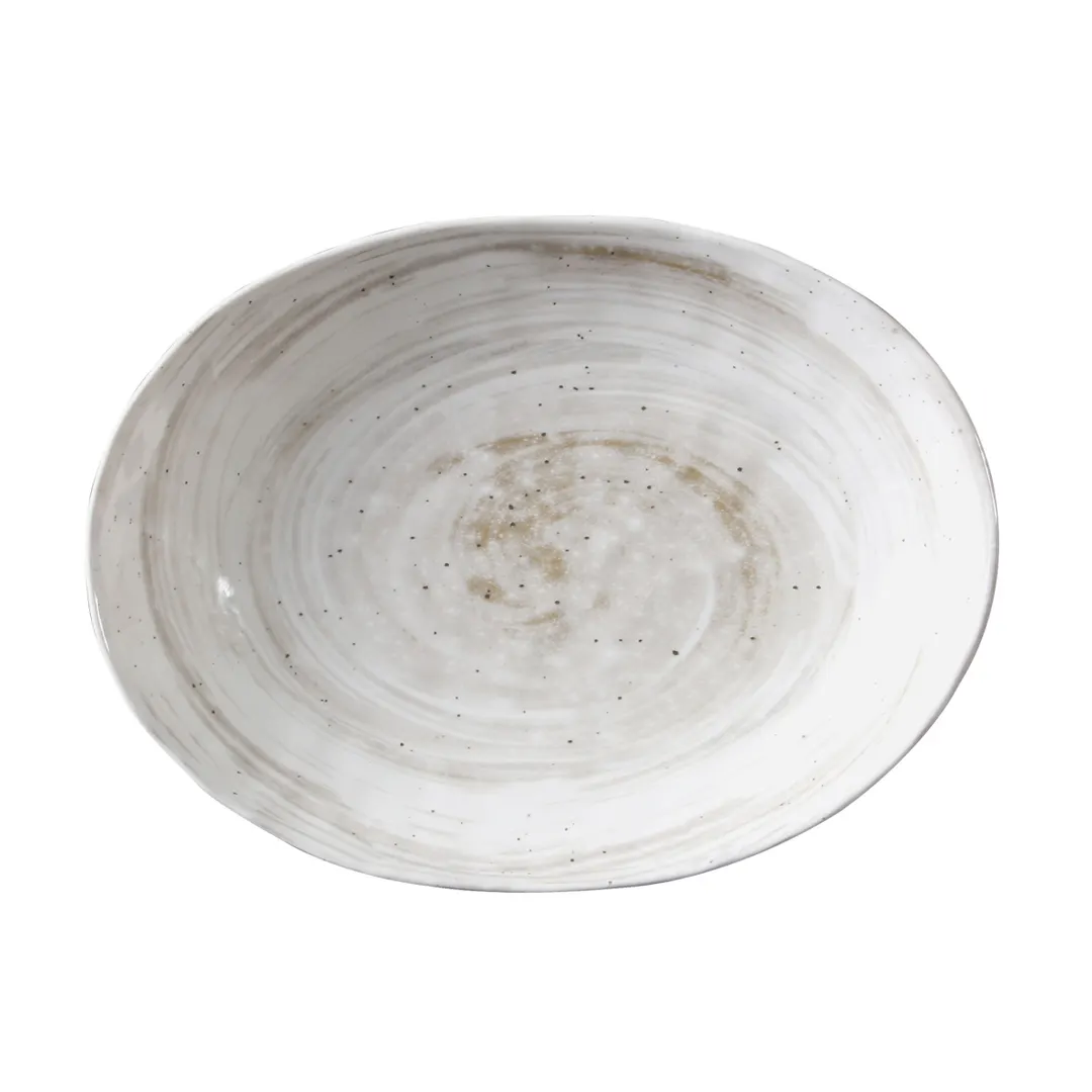 GET D1181OV-TD Plate, 31 Oz., 11" x 8-3/8" x 1-1/2", Oval, Melamine, Beige, Break-Resistant