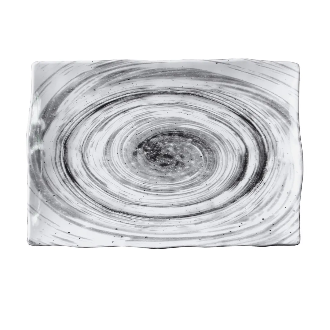 GET D1281RC-BD Plate, 12" x 8.5" x 1.3"H, Rectangular Melamine Black, Break/Chip/Stain Resistant
