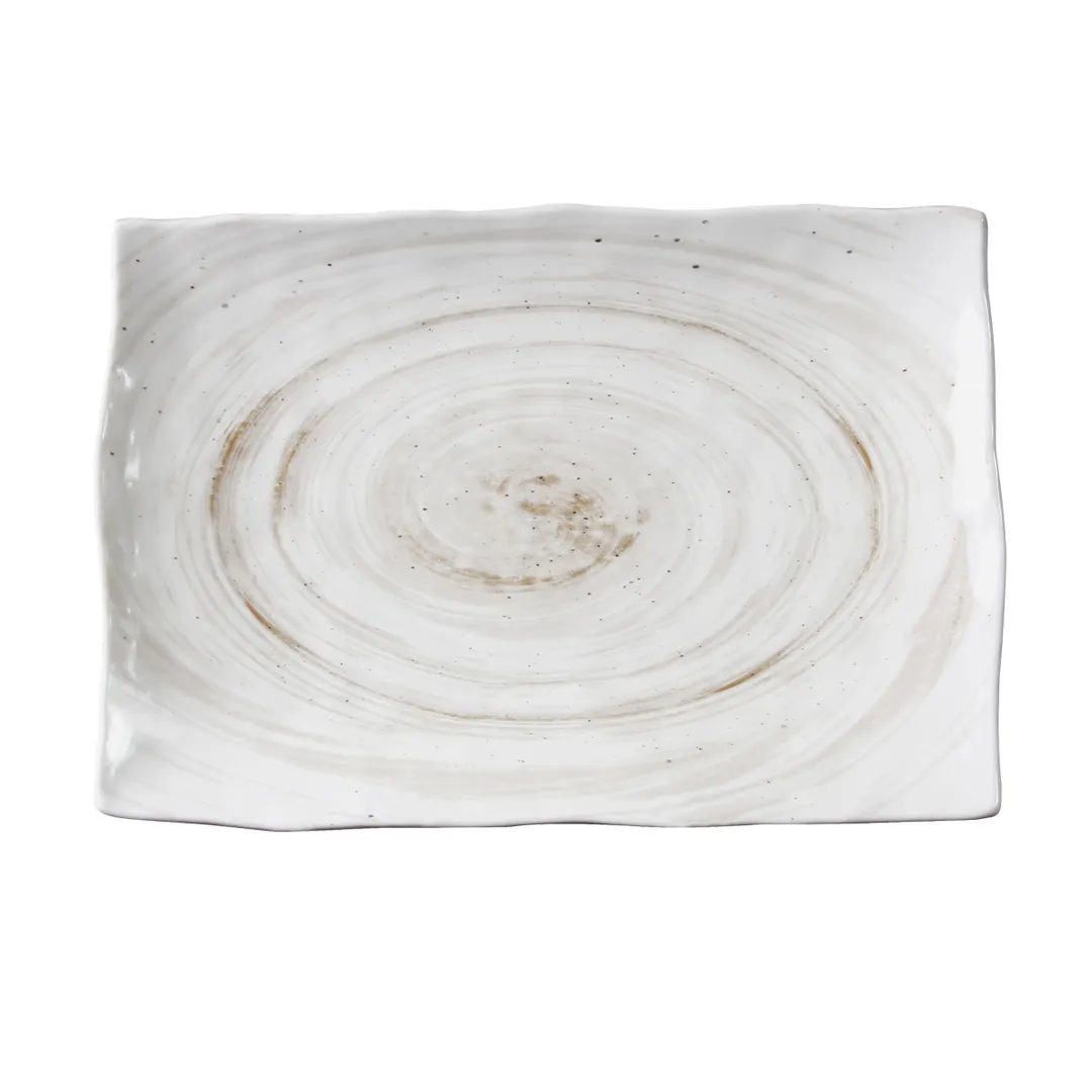 GET D1281RC-TD – 12-1/8" x 8-1/2" Rectangular Melamine Plate, Beige, Van Gogh Design, Dishwasher Safe