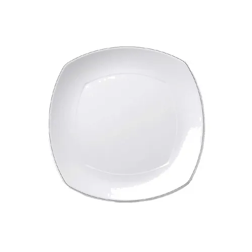 GET D3111L-W Plate, 10-3/8" x 1-1/8"H, Square Coupe, White with Black Trim, Melamine, BPA‑Free