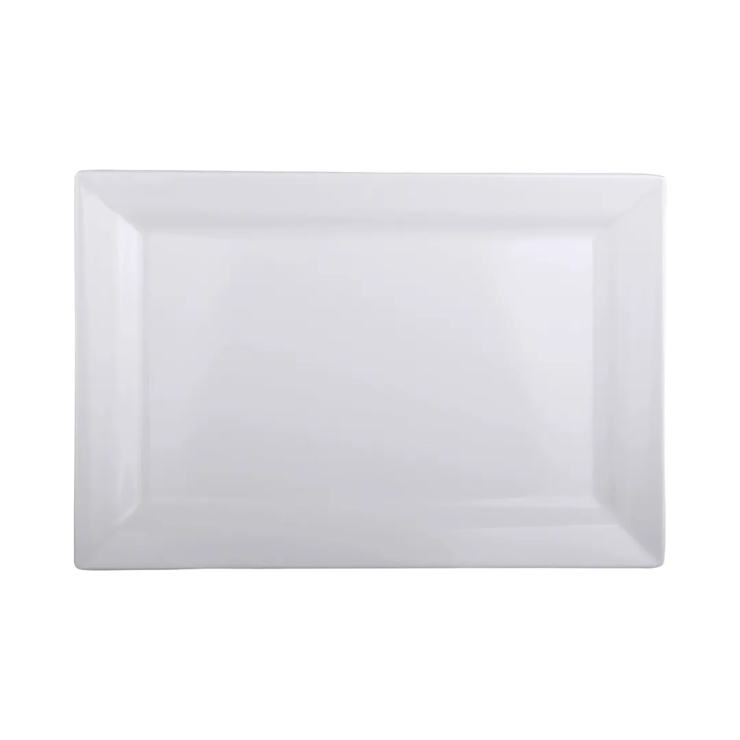 GET D7511RC-W Plate, 11" x 7-1/2" x 1"H, Rectangular Narrow Rim, Melamine, White