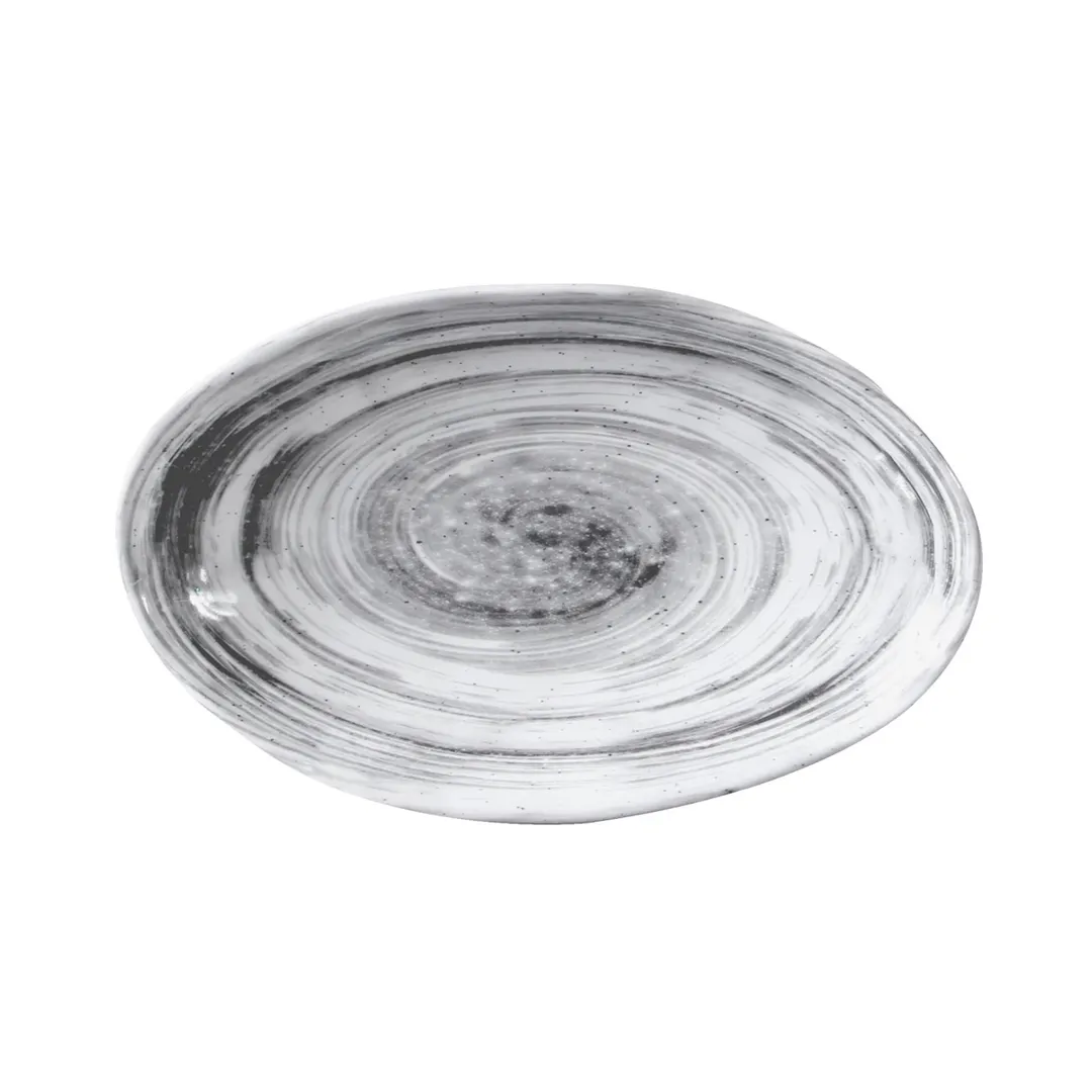 GET D751OV-BD Plate, 9 Oz., Oval, 7-3/4" x 5-5/8" x 1-3/8", Melamine, Black, Break‑Resistant