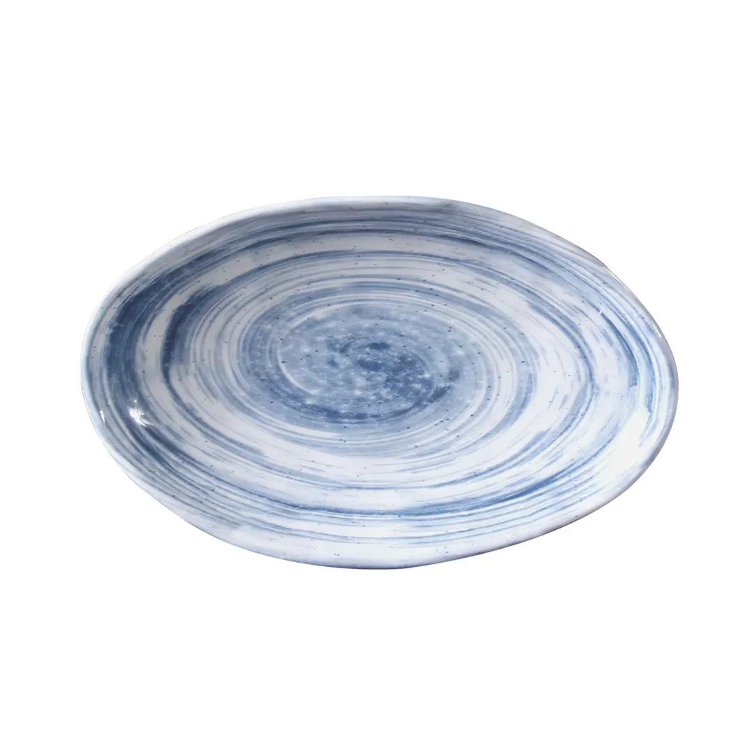 GET D751OV-ND Plate, 9 oz, 7‑3/4" x 5‑5/8" x 1‑3/8" H, Oval Melamine, Navy Blue, Break‑Resistant