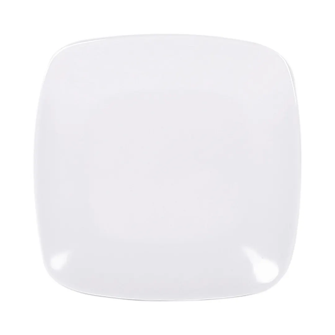 GET D7SQR-W Plate, 6-5/8" x 5/8"H, Square Coupe, White Melamine, Break/Chip/Stain‑Scratch Resistant