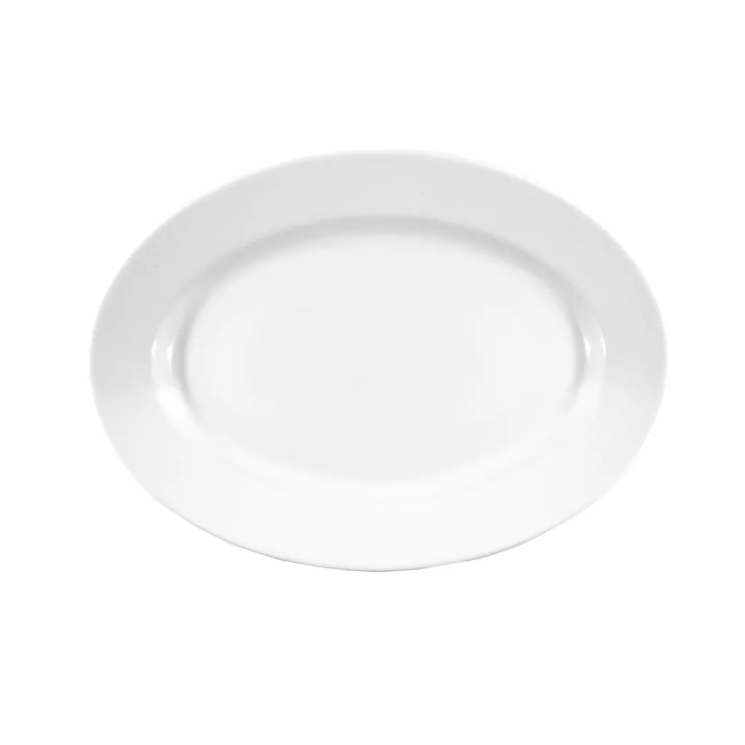 GET D811OV-W White Melamine Oval Plate, 10-3/4" L x 7-3/4" W x 1-1/4" H, BPA‑Free, Dishwasher‑Safe