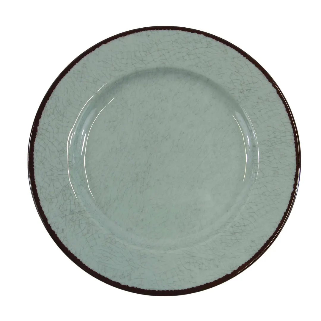 GET D850M-H Green Melamine Plate, 8-1/2" Dia. x 1" H, Round, Crackled Texture, Dishwasher Safe