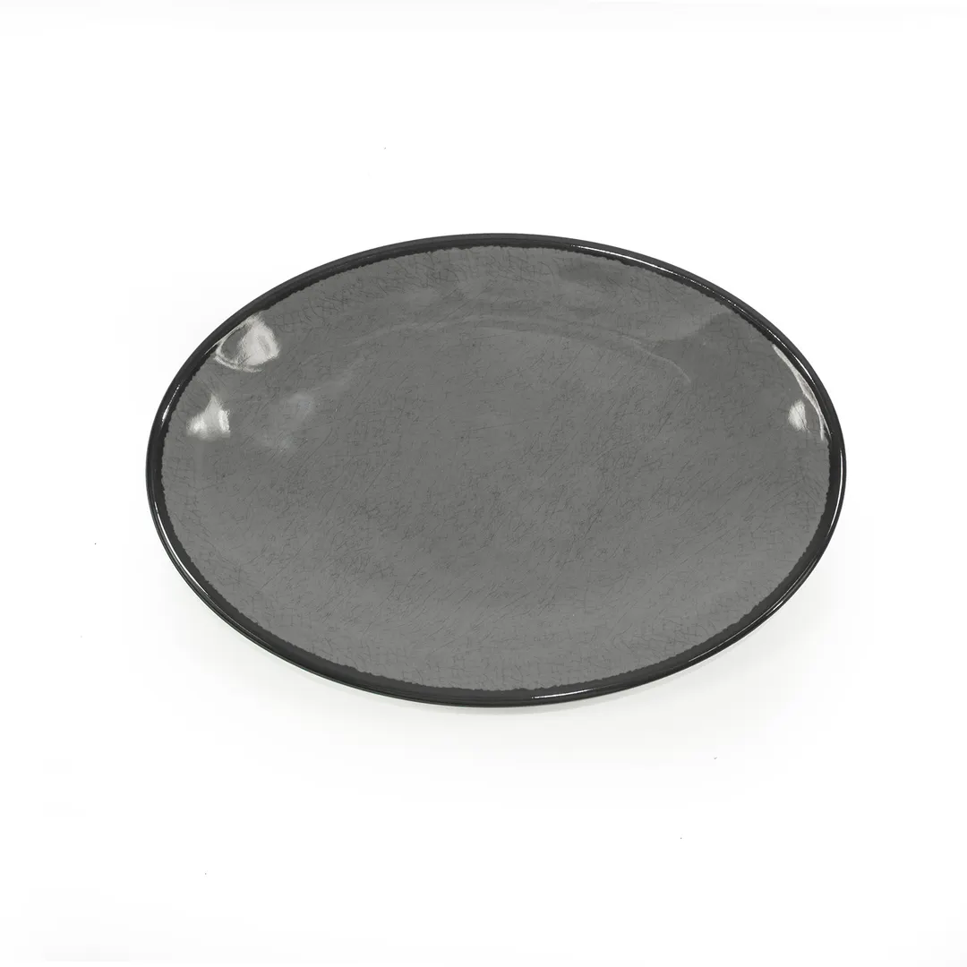 GET D8512OVM-G Plate, 12-1/2" x 8-1/2" x 1"H, Oval Coupe, Gray Melamine, Vintage California
