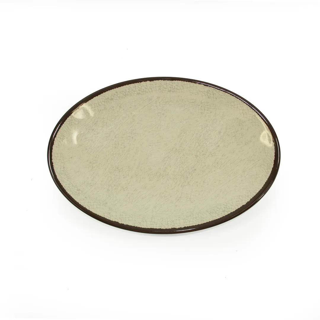GET D8512OVM-V Oval Melamine Plate, 12-1/2" x 8-1/2" x 1" Beige, BPA‑Free, Dishwasher Safe