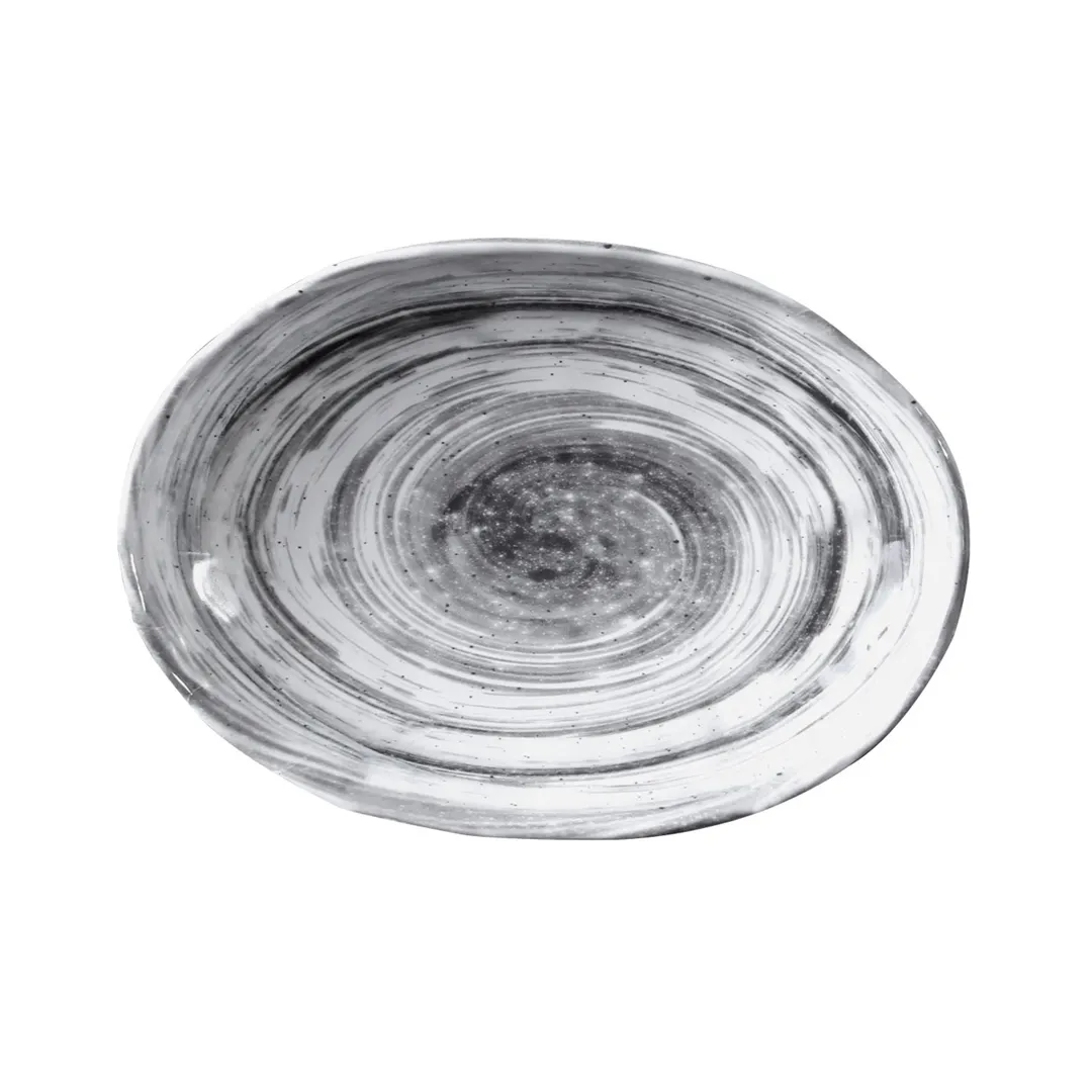 GET D861OV-BD Elite Global Solutions Plate, 19 Oz., 8-3/4" x 6-1/2" x 1-1/2"H, Oval, Melamine, Black