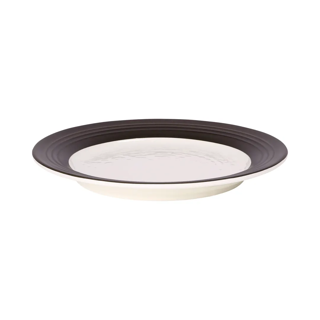 GET D897GM-AW/CH Plate, 9" Dia x 1"H, Round, Two‑Tone Melamine, White Interior, Chocolate Exterior