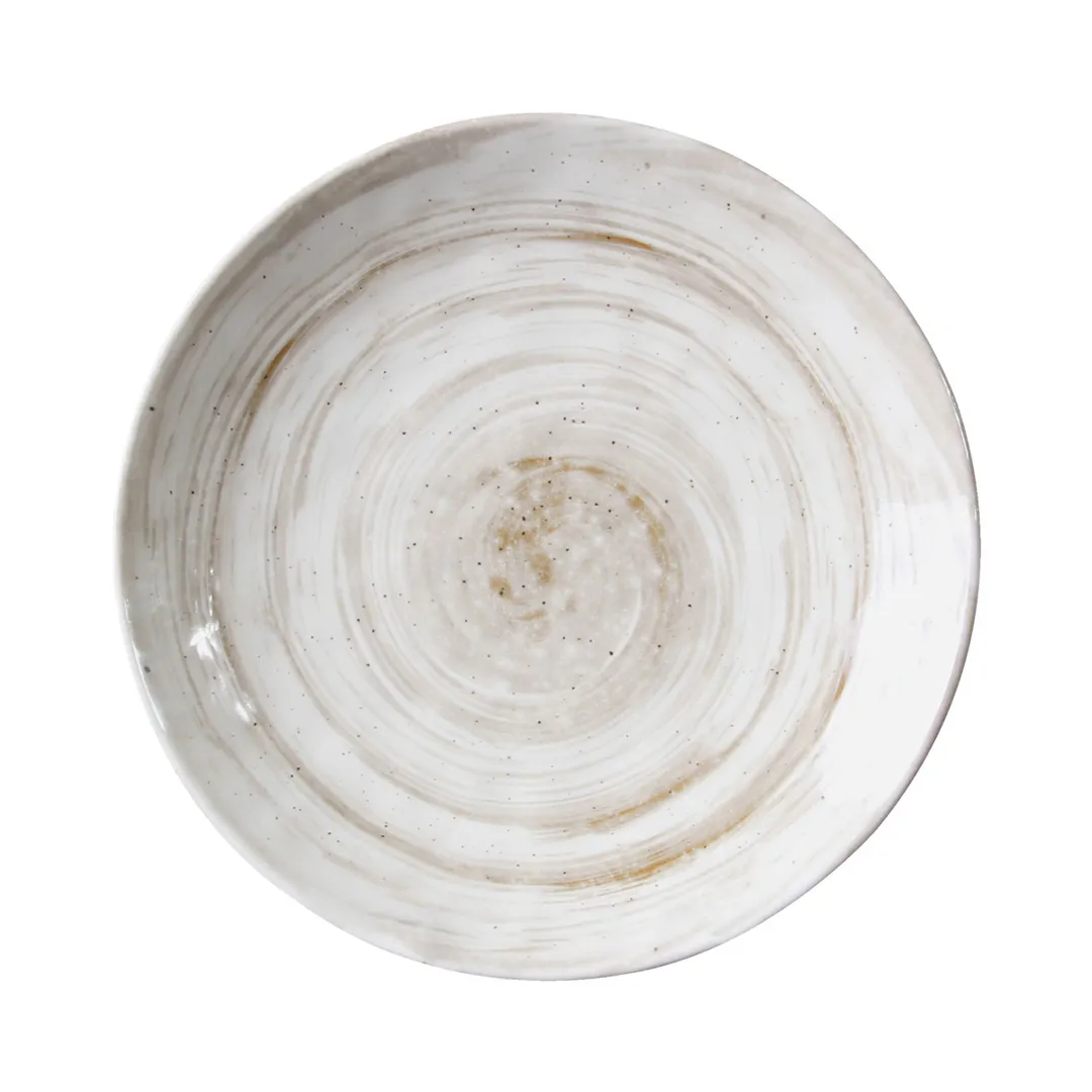 GET D9138R-TD Plate, 9-1/2" Dia. X 1-1/4"H, Round Melamine Taupe, Break/Chip Stain/Scratch Resistant