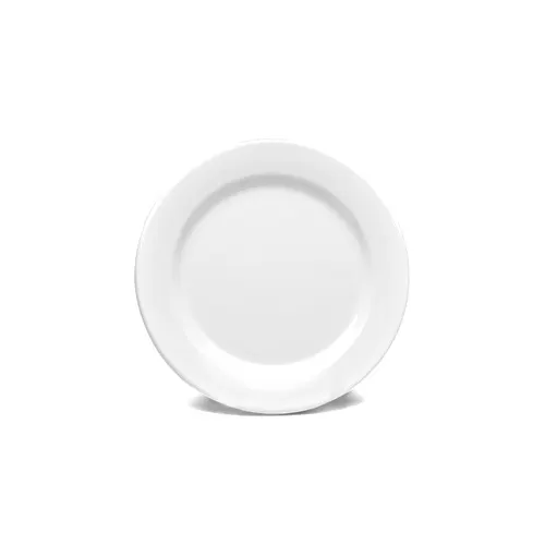 GET D9PL-W Elite Global 9" Dia. x 3/4" H Round Wide Rim Melamine Plate, White, BPA Free, Dishwasher Safe