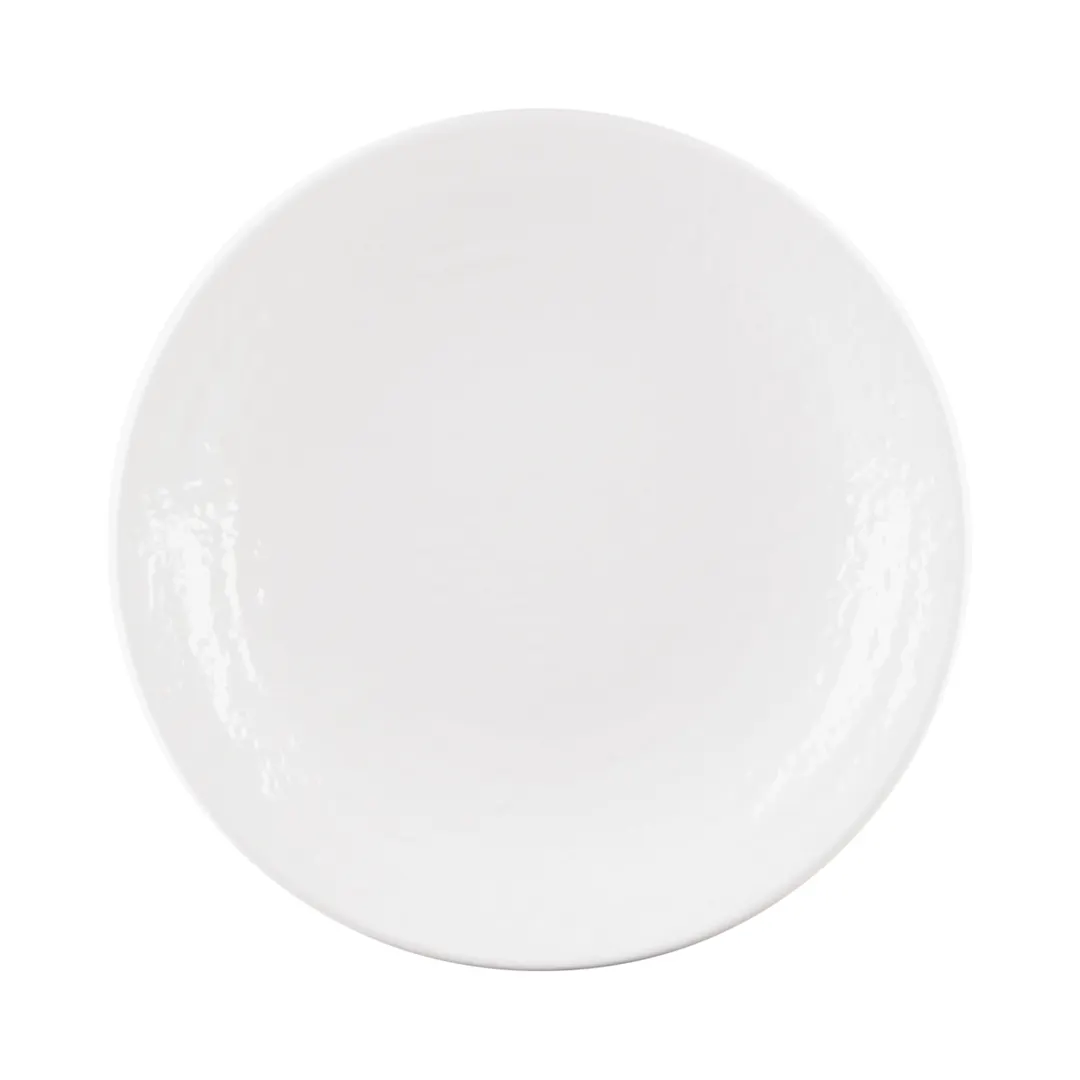 GET D9RR-W Plate, 9" Dia. x 1"H, Round Coupe, White Melamine, Break, Chip, Stain & Scratch Resistant