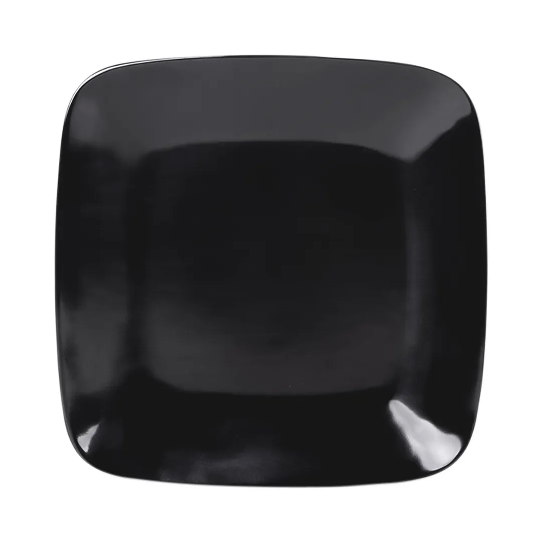 GET D9SQR-B Plate, 8-1/4" x 7/8" H, Square Coupe, Black Melamine, Scratch Resistant, Dishwasher Safe