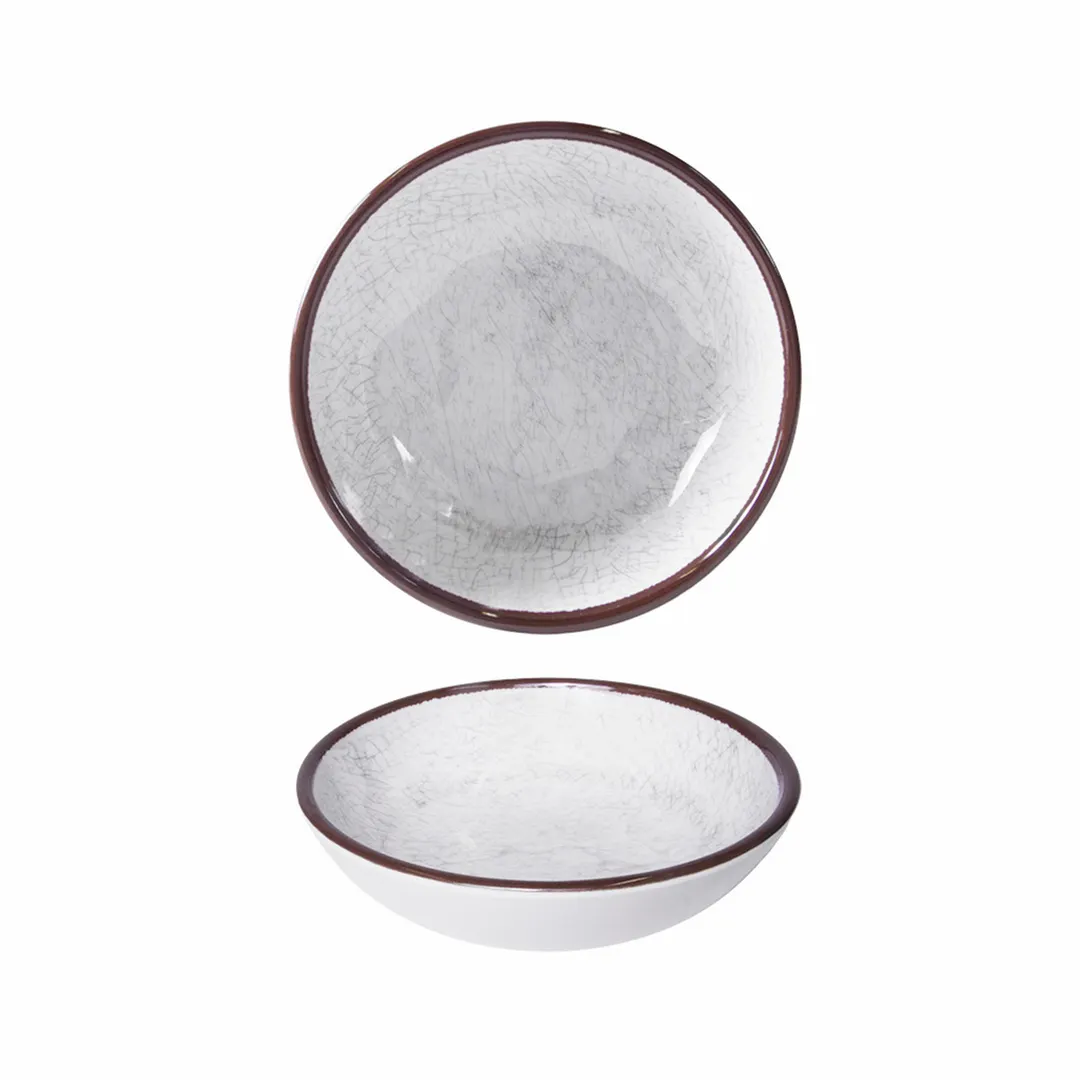 GET DB51M-W White 10oz Melamine Bowl, 5" Dia × 1" H, Crackled Texture, Dishwasher Safe