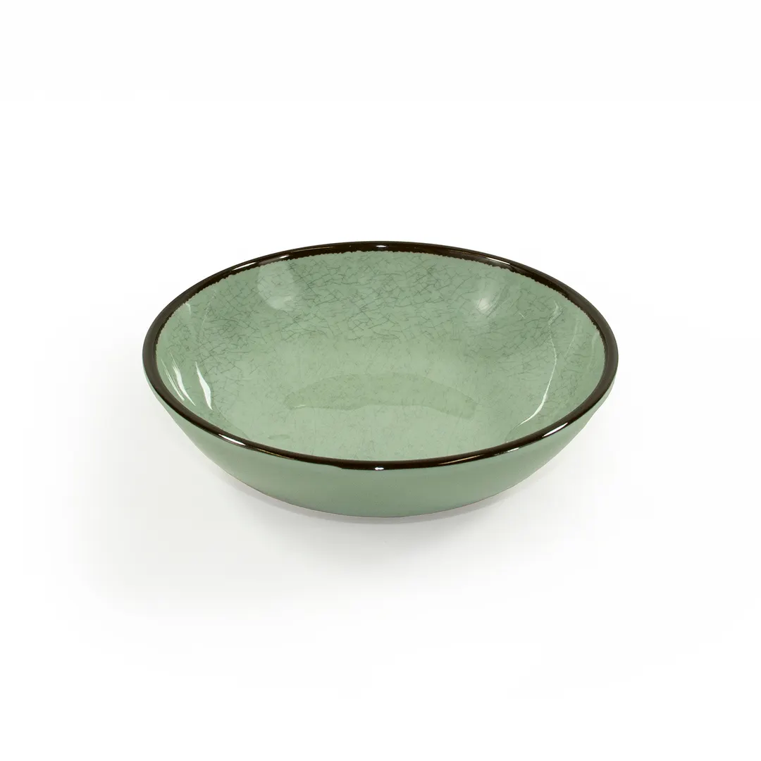 GET DB8225M-H 8" Green Melamine Bowl, 32 Oz (1 Qt), Crackled Texture, Break‑Chip‑Stain Resistant