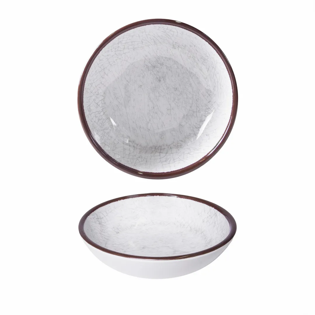 GET DB8225M-W 32oz White Melamine Bowl, 8" Dia × 2-1/4" H, Crackled Texture, Dishwasher Safe