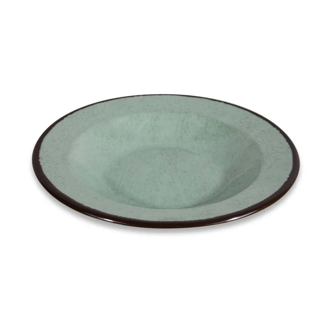 GET DB878M-H Elite Pasta/Soup Bowl, 12 Oz., 9" Dia. X 1-3/8"H, Melamine Green, Crackled Finish