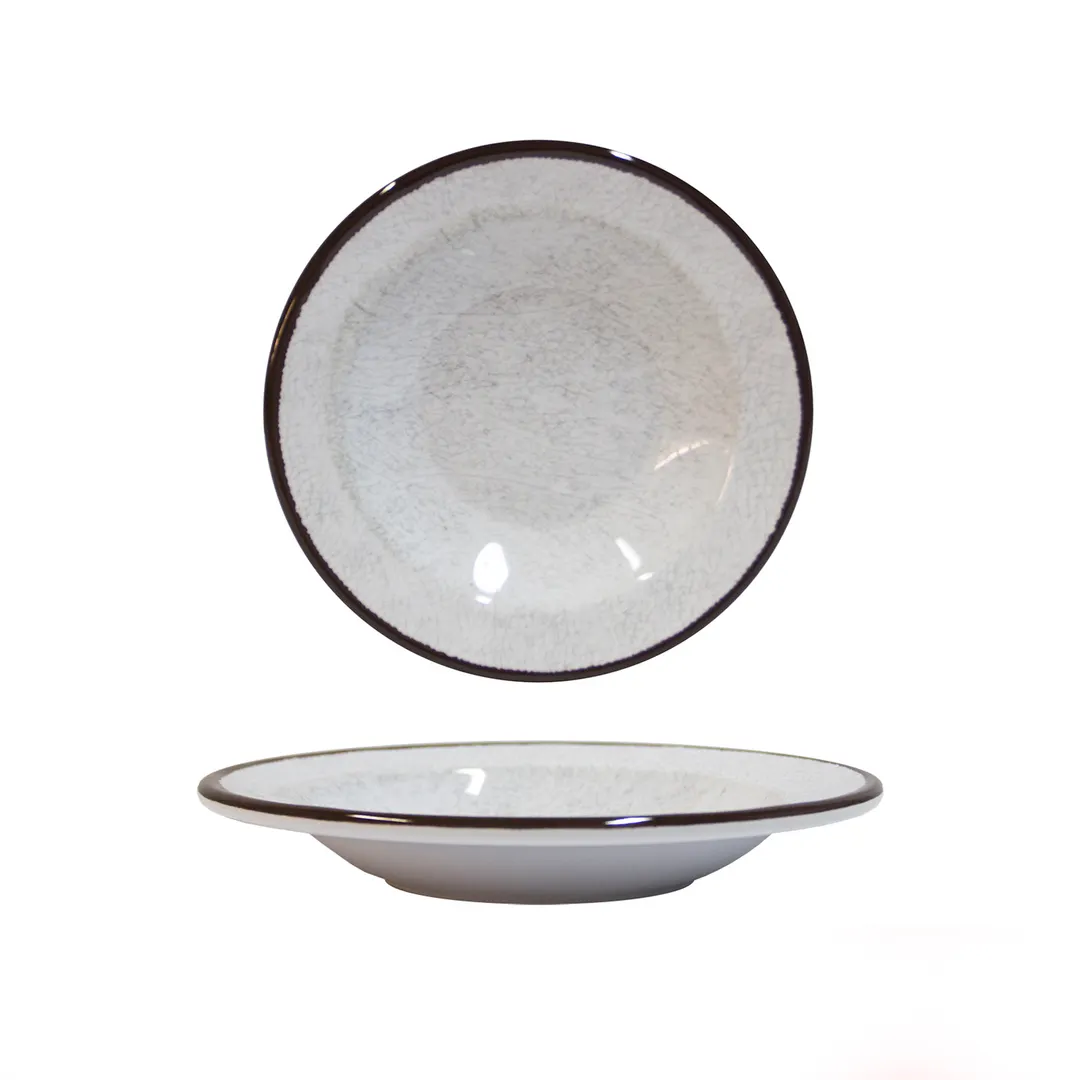GET DB878M-W Elite Global Pasta/Soup Bowl, 9" Dia, 12-15 oz, White Melamine, Crackled Texture