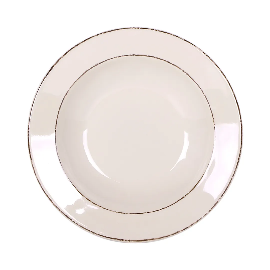 GET DB878T-V Pasta/Soup Bowl, 12 Oz, 9" Dia. x 1-3/8" H, Beige Melamine, Break/Chip Resistant