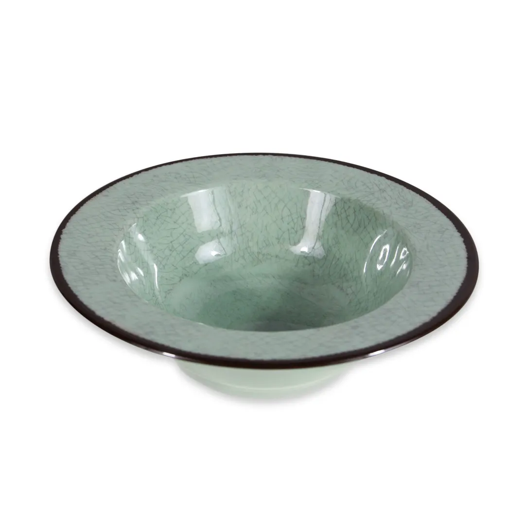 GET DB8M-H Green 8" Bowl, 18 Oz., Melamine, Crackled Texture, Dishwasher Safe, BPA Free